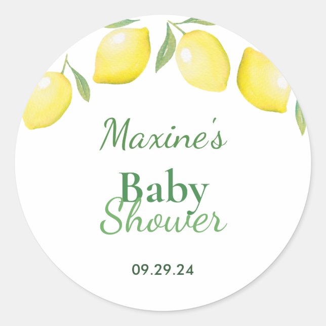 Rond Sticker Baby shower citrons jaunes (Devant)