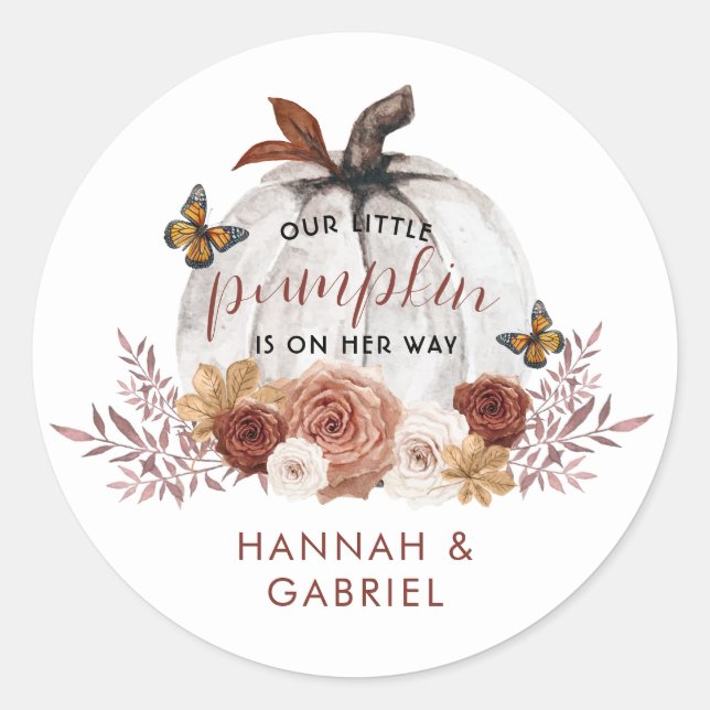 Rond Sticker Baby shower citrouille (Devant)