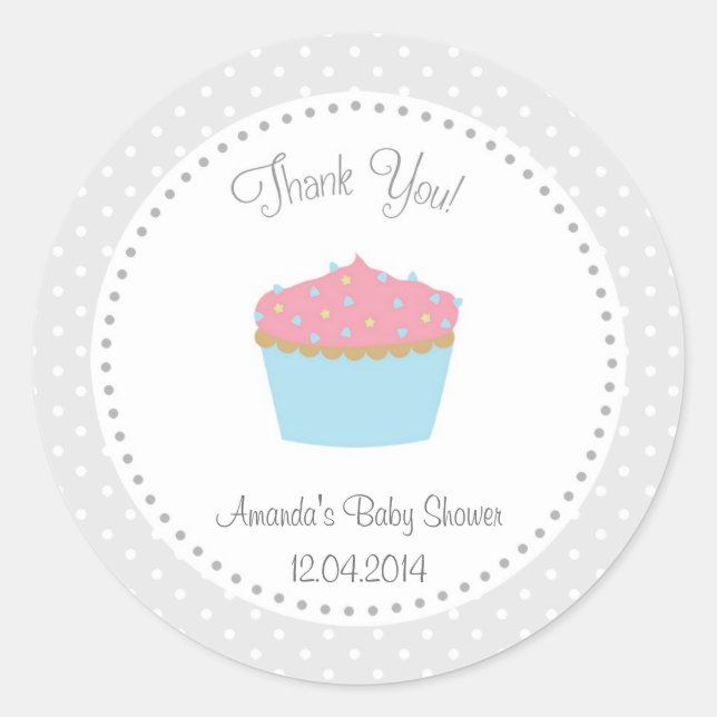 Rond Sticker Baby shower Cupcake (Devant)