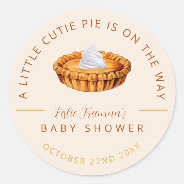 Rond Sticker Baby shower Cutie Pie Thanksgiving (Devant)