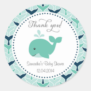 Rond Sticker Baby shower de baleine bleue