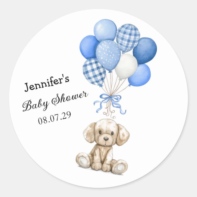 Rond Sticker Baby shower de ballons bleu (Devant)