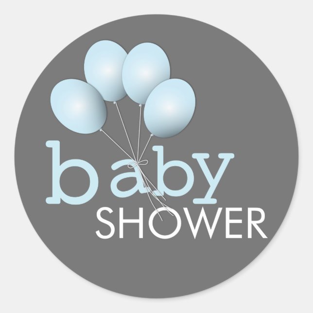Rond Sticker Baby shower de balloon bleu moderne (Devant)