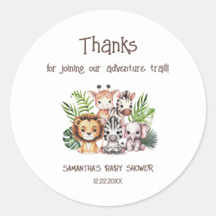 Rond Sticker Baby shower de jumelage Safari Adventure T