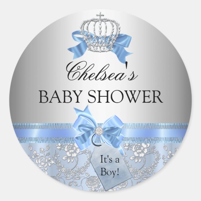 Rond Sticker Baby shower de la Couronne de Little Princ (Devant)