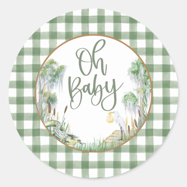 Rond Sticker Baby shower de marais Bayou (Devant)