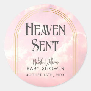 Rond Sticker Baby shower de nuages rose Pastel