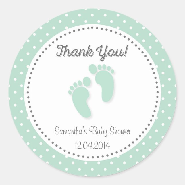 Rond Sticker Baby shower de pieds pour bébé vert Mint (Devant)