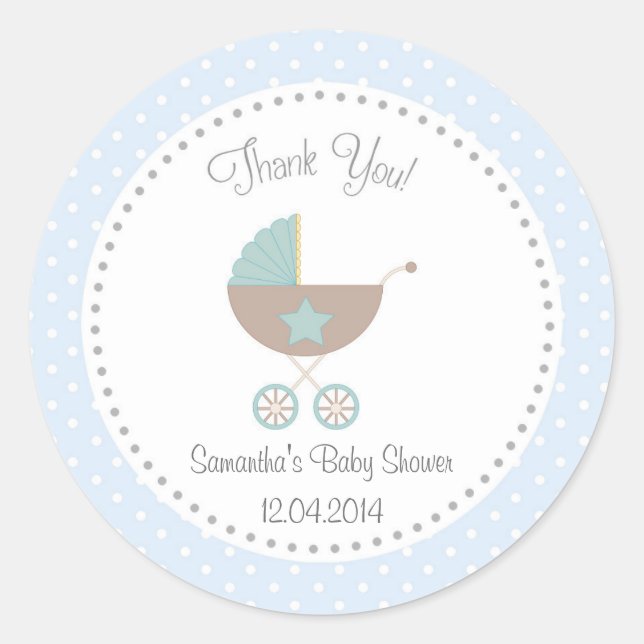 Rond Sticker Baby shower de transport bébé bleu (Devant)