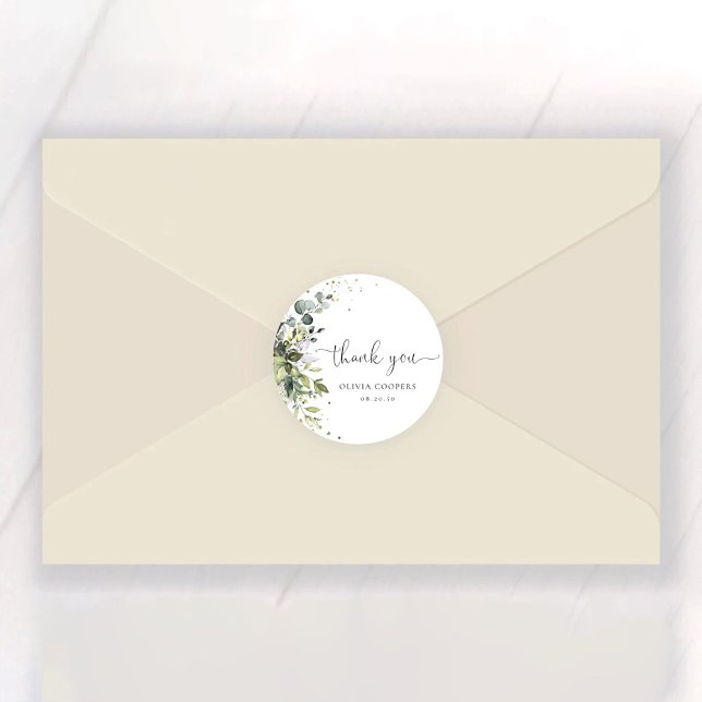 Rond Sticker Baby shower de verdure fleurie Eucalyptus (Créateur téléchargé)