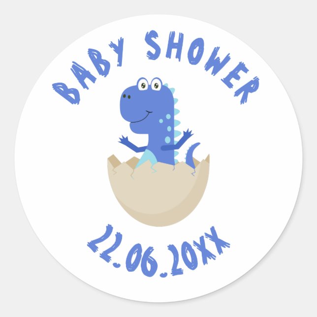 Rond Sticker Baby shower Dinosaur (Devant)