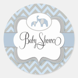 Rond Sticker Baby shower éléphant bleu