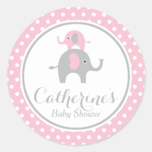 Rond Sticker Baby shower Eléphant doux
