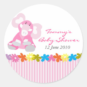 Rond Sticker Baby shower Eléphant - Personnalisable