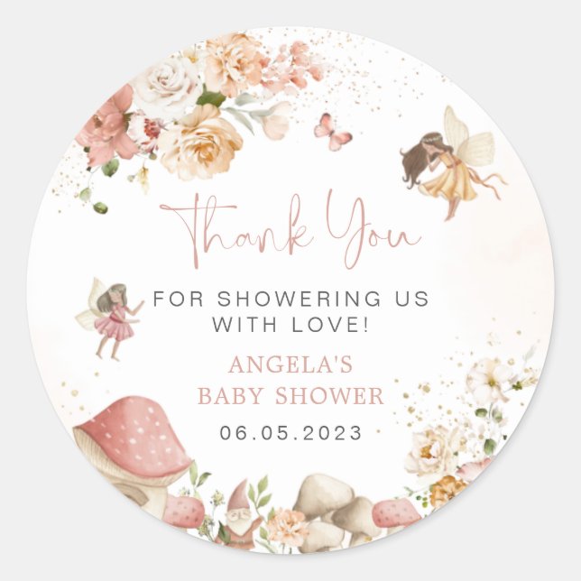 Rond Sticker Baby shower Fairy (Devant)