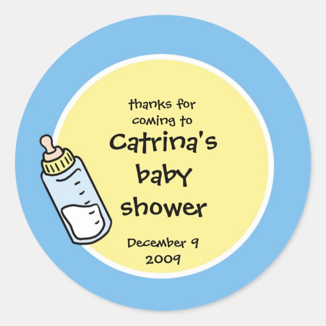 Rond Sticker baby shower Faveur - Bouteille bébé (Devant)