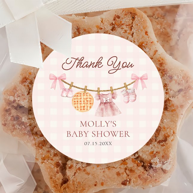 Rond Sticker Baby shower fille à chute rose Cutie (Créateur téléchargé)