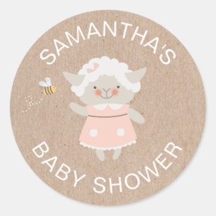 Rond Sticker Baby shower fille rose mignonne