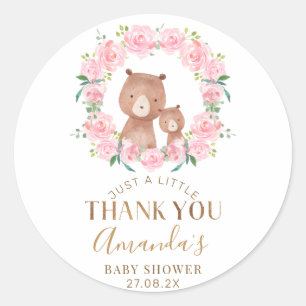 Rond Sticker Baby shower Fleur Rose