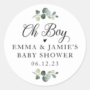 Rond Sticker Baby shower Garçon Oh verdure