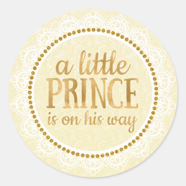 Rond Sticker Baby shower Gold Little Prince (Devant)