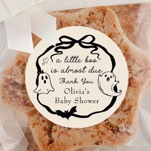 Rond Sticker Baby shower Halloween Ghost Bow