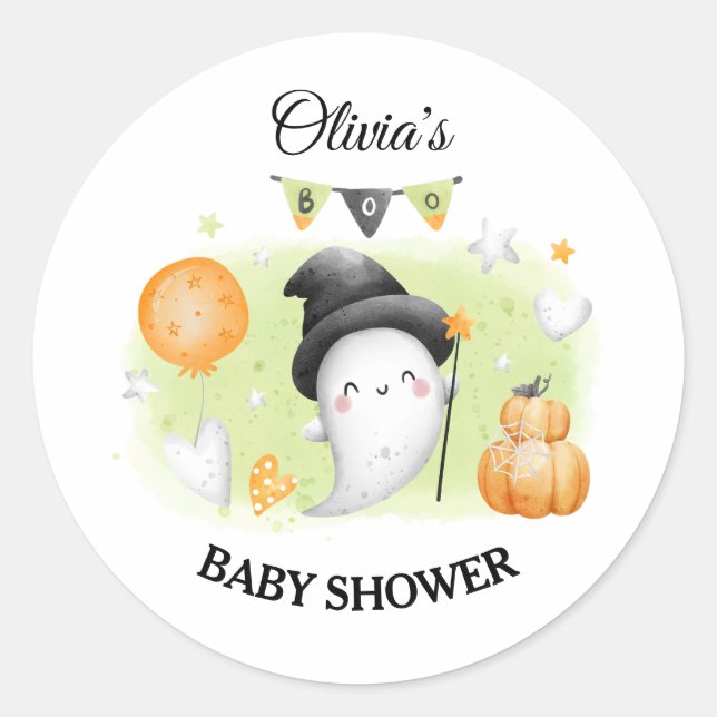Rond Sticker Baby shower Halloween Petit Boo (Devant)