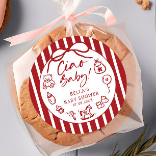 Rond Sticker Baby shower italien Ciao Baby