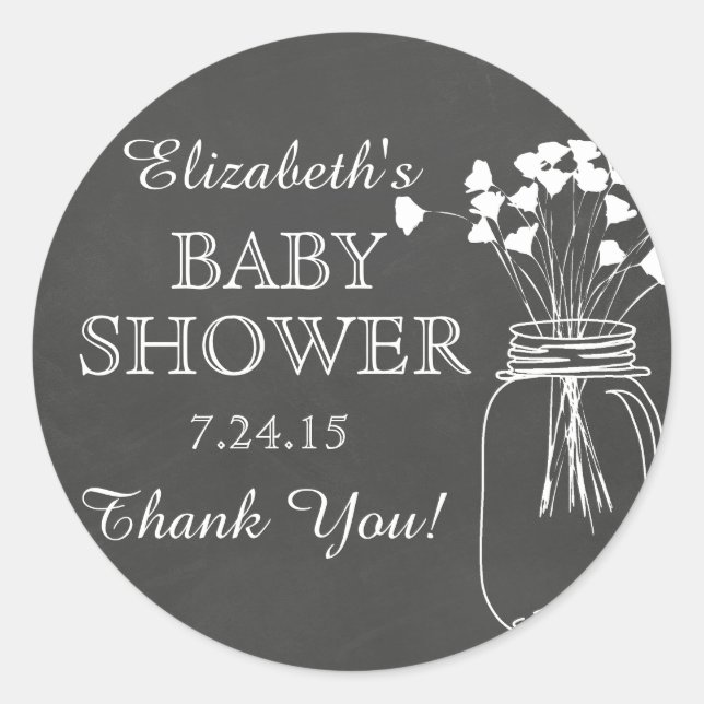 Rond Sticker Baby shower Mason Chalkboard Jar (Devant)