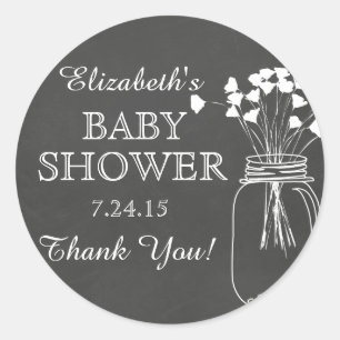 Rond Sticker Baby shower Mason Chalkboard Jar