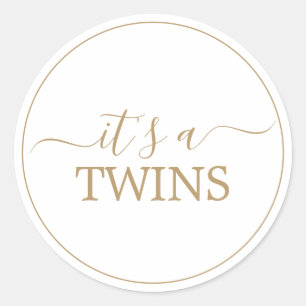 Rond Sticker Baby shower minimaliste Gold C'est Twins