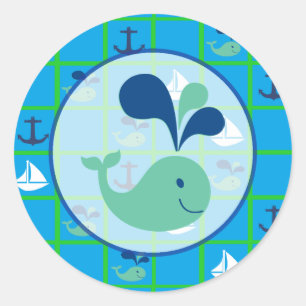 Rond Sticker Baby shower nautique