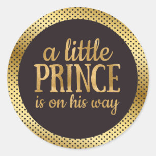 Rond Sticker Baby shower noir et or
