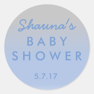Rond Sticker Baby shower Ombre bleu et argent