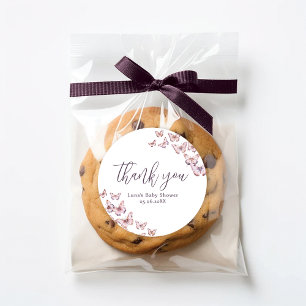 Rond Sticker Baby shower Papillon violet et rose Favori