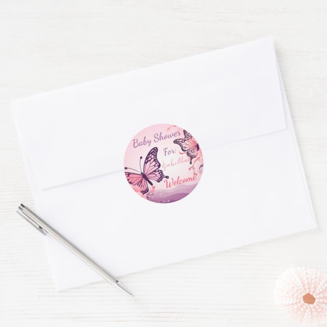 Rond Sticker Baby Shower personalizado (Enveloppe)