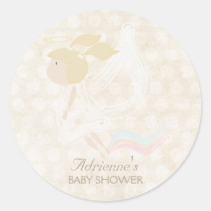 Rond Sticker Baby shower personnalisé Angel Flying