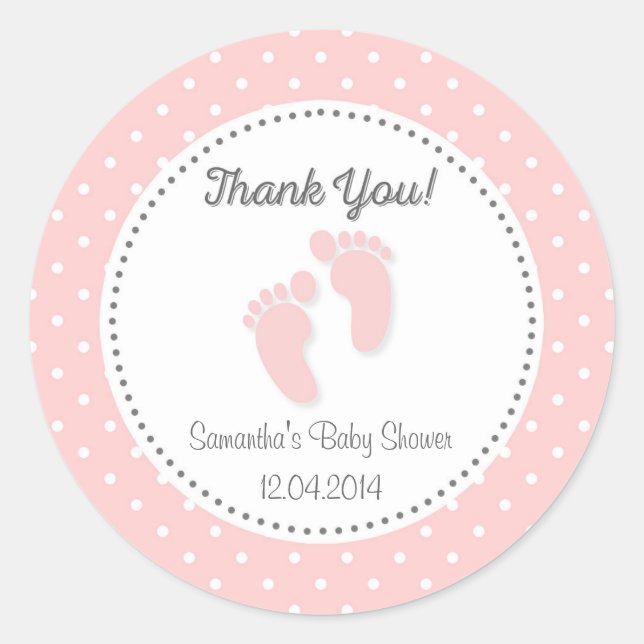 Rond Sticker Baby shower Pink Baby Feet (Devant)