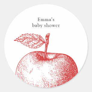 Rond Sticker Baby shower Pomme Rouge