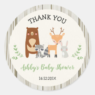 Rond Sticker Baby shower pour animaux de bois