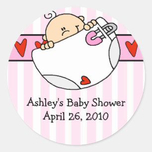 Rond Sticker Baby shower pour bébé et couche de pékin
