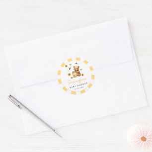 Rond Sticker baby shower pour l'ours en peluche de l'ab