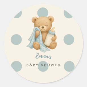 Rond Sticker Baby shower pour ours en peluche personnal