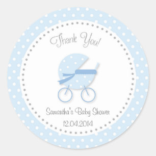 Rond Sticker Baby shower poussette Bébé Bleu