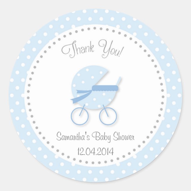 Rond Sticker Baby shower poussette Bébé Bleu (Devant)