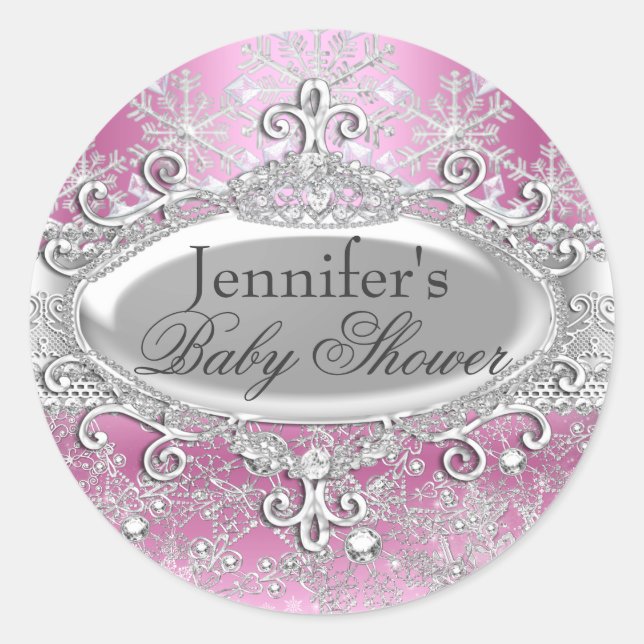 Rond Sticker Baby shower Princess Winter Wonderland (Devant)