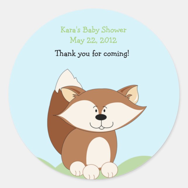 Rond Sticker Baby shower Red Fox Favor (Devant)