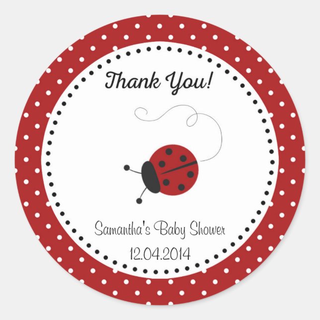 Rond Sticker Baby shower Red Ladybug (Devant)