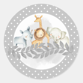 Rond Sticker Baby shower Safari