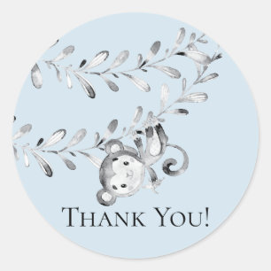 Rond Sticker Baby shower singe Merci Favoriser